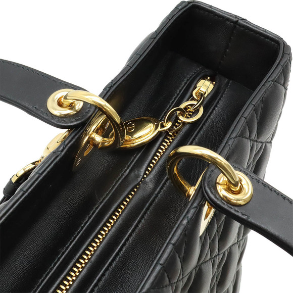 Christian Dior Lady Dior Cannage Shoulder Bag Tote Black Leather - Picture 4 of 10